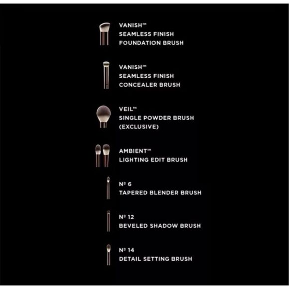 NIB Hourglass Set of 7 Travel Brush Set with Vegan Leather Case - Picture 2 of 13